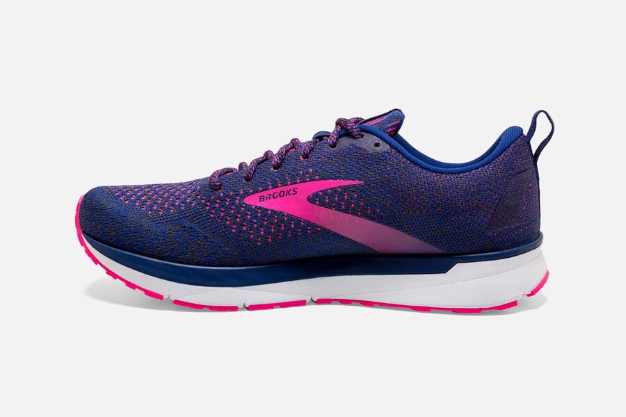 Brooks Running Shoes Womens Blue/Pink - Revel 4 Road - 0189-YXQSN